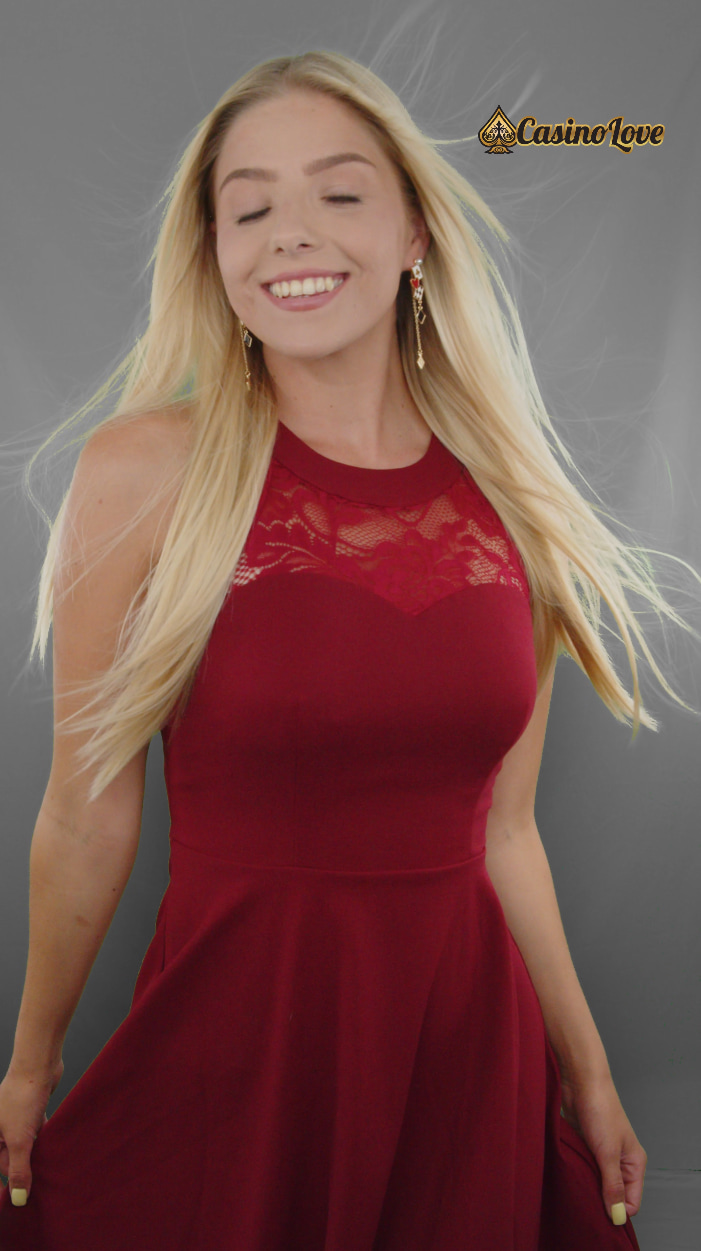 Red dress and earrings