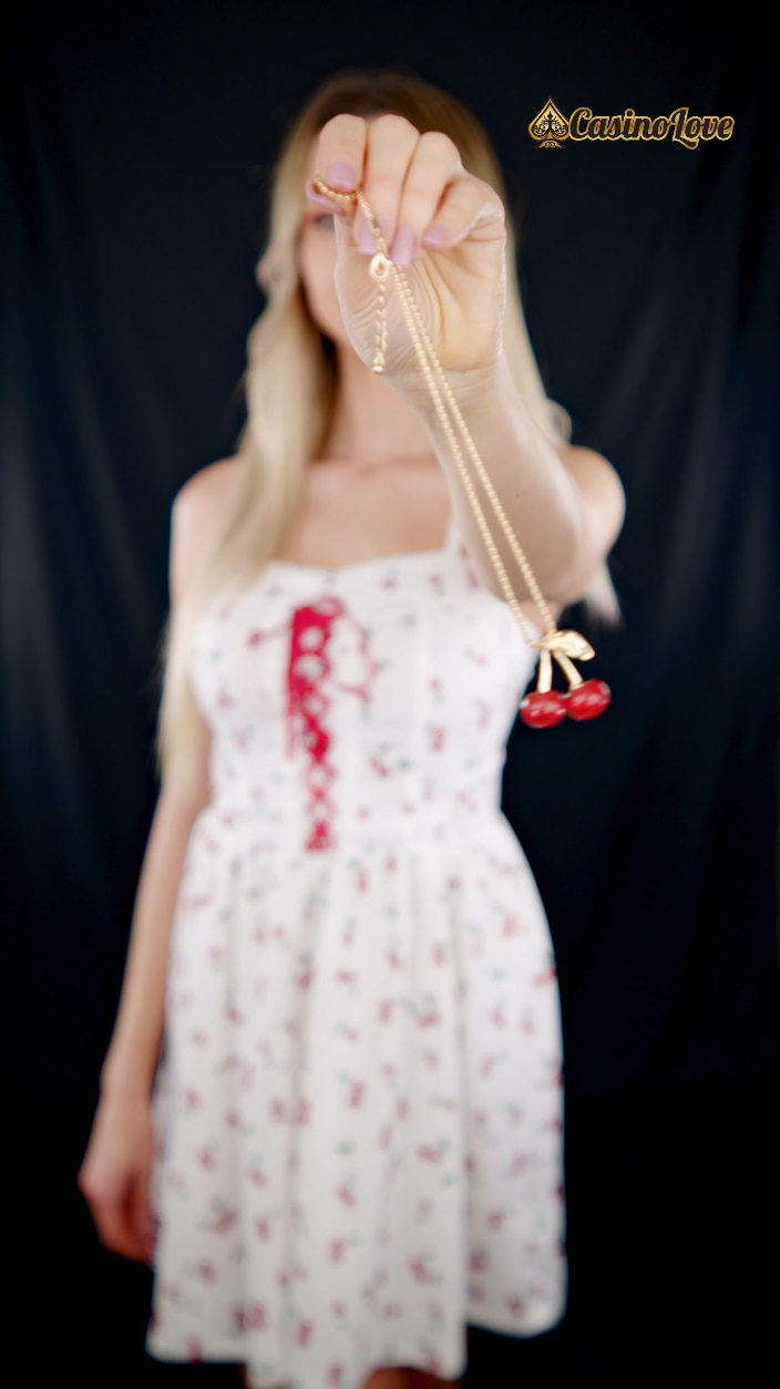 White cherry dress with red laces